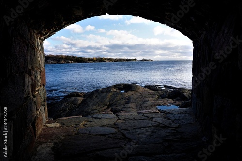 View over the Gulf of Finland from loophole on the island of Suomenlinna photo
