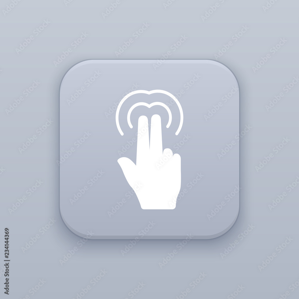 Gesture double click with two fingers, gray vector button with white icon Gesture double click with two fingers, gray vector button with white icon