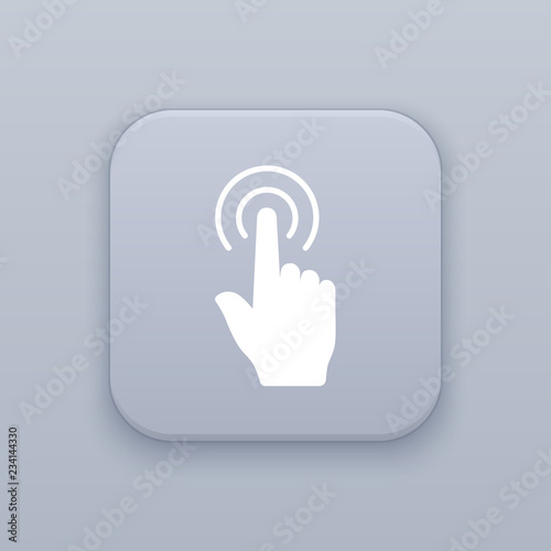 Gesture double click, gray vector button with white icon