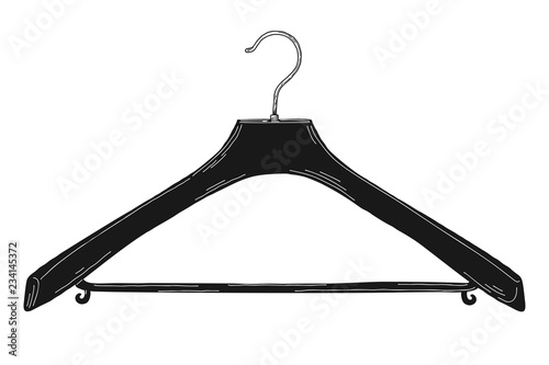 Sketch of clothes hangers isolated on white background.