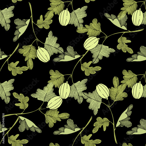 Vector. Black and white engraved ink art. Seamless background pa