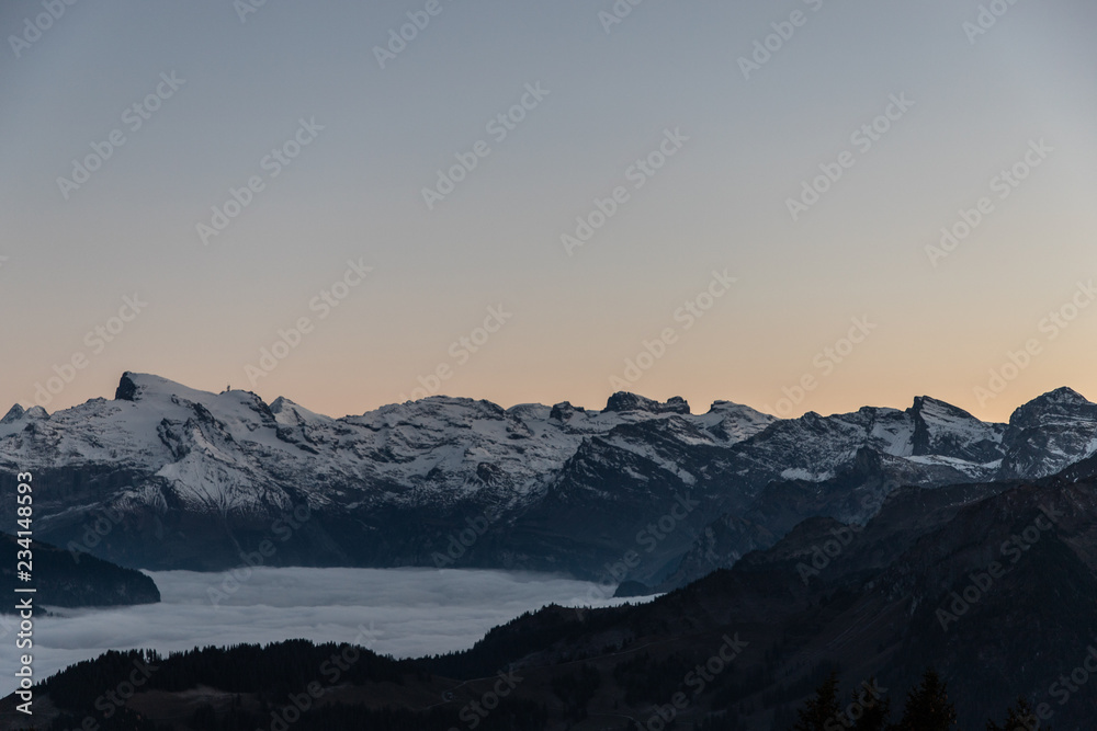 Sunset over the alps