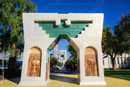 Arch of Dignity, Equality and Justice on the grounds of San Jose State University, San Francisco bay area, California photo