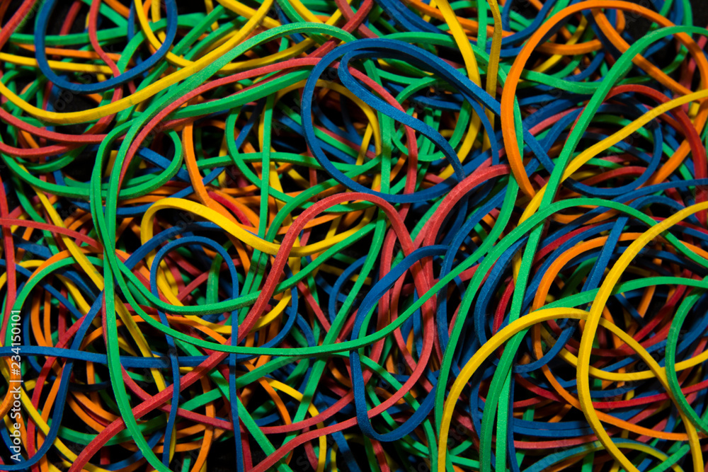 Collection of colored rubber bands