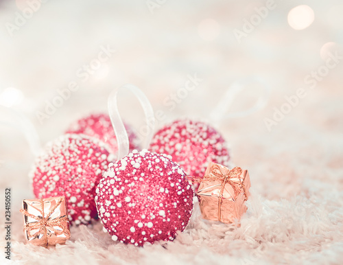 Christmas tree red decorations on white background