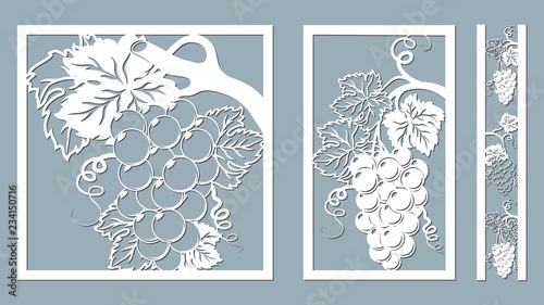 Template for laser cutting, plotter, and silkscreen printing. Vine. Grape.