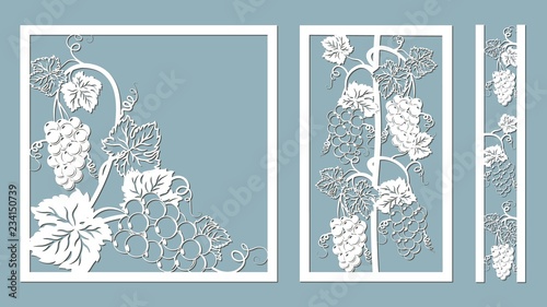 Template for laser cutting, plotter, and silkscreen printing. Vine. Grape.