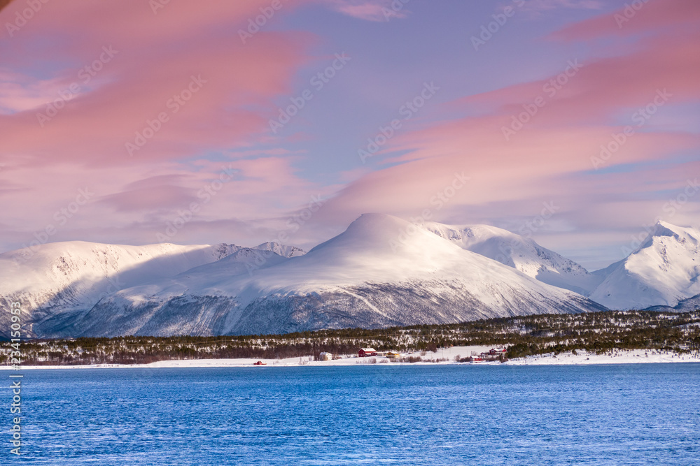 Norway Landscape scene around Tromso during winter