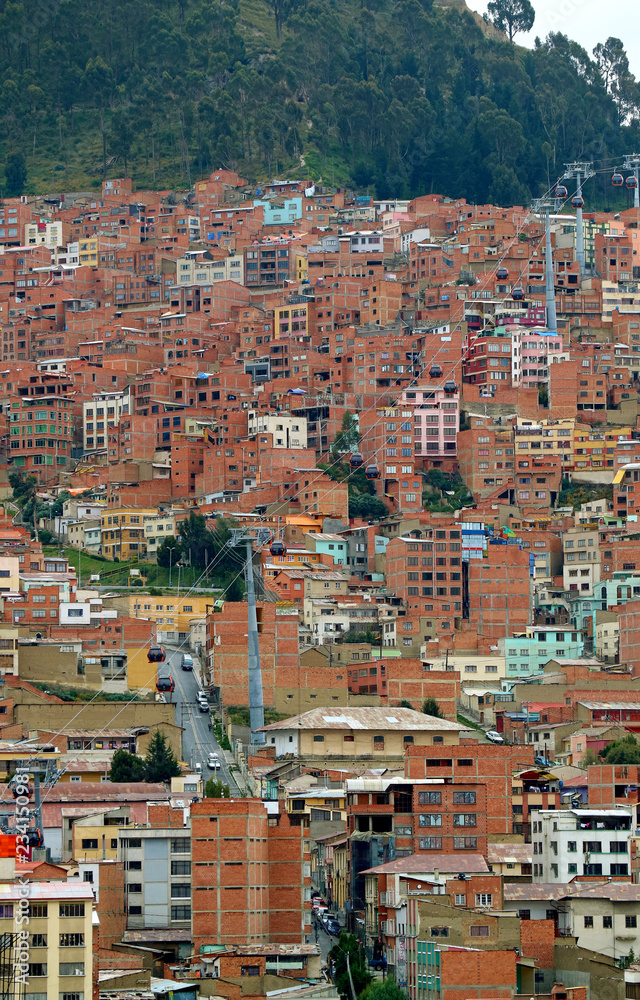 Residential area on the hillside of downtown La Paz, Bolivia, South America 