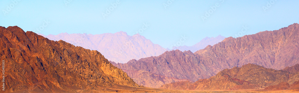 Panoramic view of Sinai mountains in Egypt