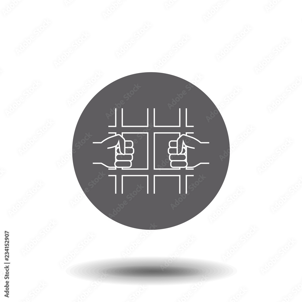 Jail icon in thin outline style. Law guilty criminal behind bars Jail icon in thin outline style. Law guilty criminal behind bars