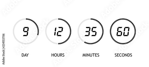 Countdown clock counter timer. Digital timer, stopwatch vector icon, clock and watch, timer, countdown symbol - stock vector.