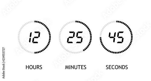 Countdown clock counter timer. Digital timer, stopwatch vector icon, clock and watch, timer, countdown symbol - stock vector.