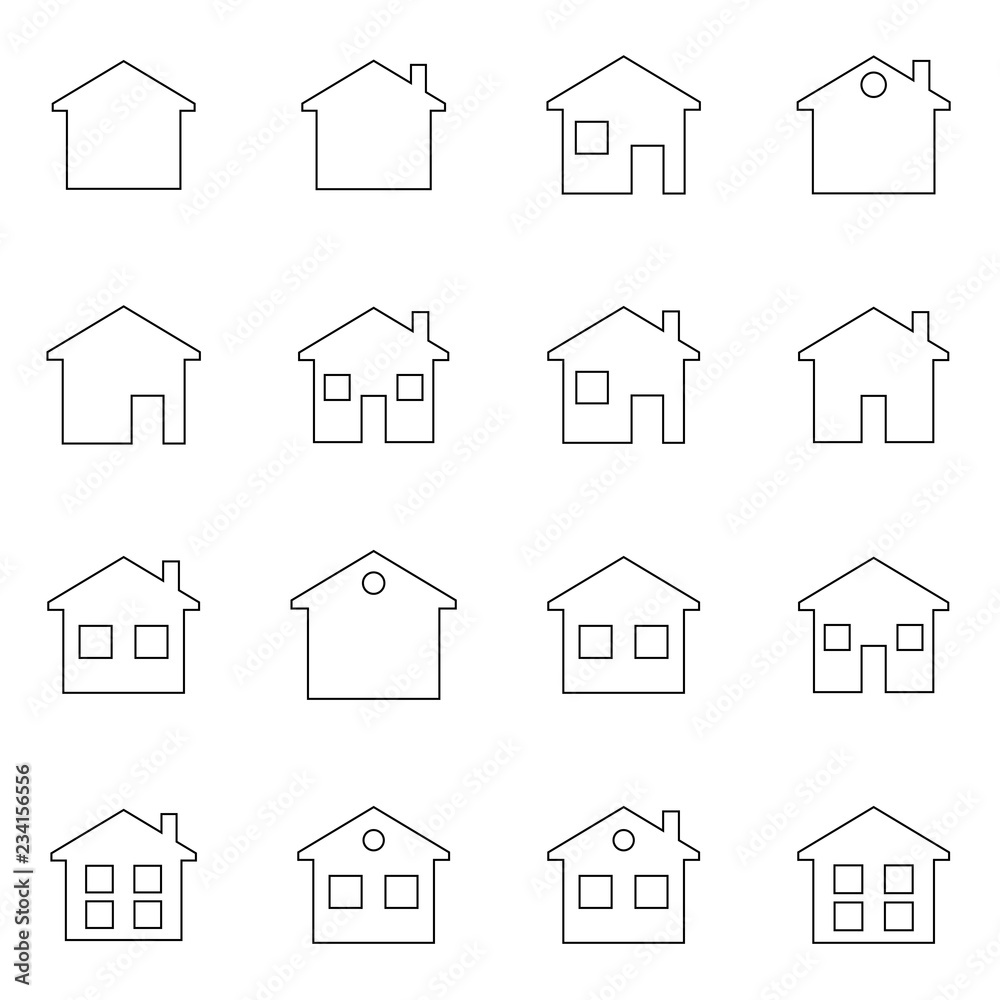 Simple collection of home related line icons. Thin line vector set of signs for infographic, logo, app development and website design.