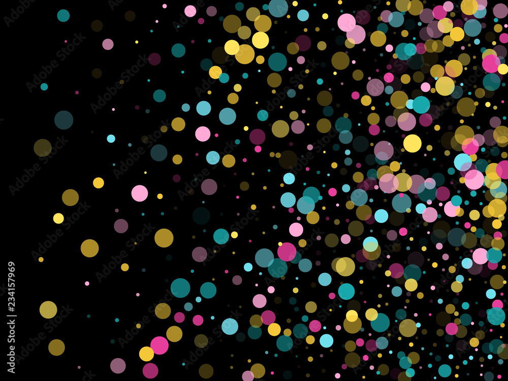 Naklejka premium Memphis round confetti festive background in cyan blue, pink and yellow. Childish pattern vector.