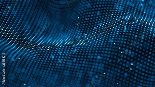 Data technology background. Abstract background. Connecting dots and lines on dark background. 3D rendering. 4k.