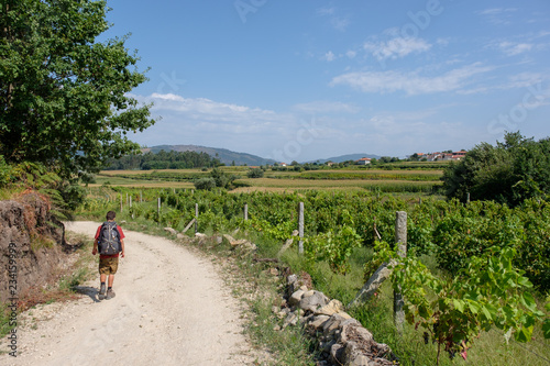 Pilger auf dem Jakobsweg (von Porto nach Santiago de Compostela)