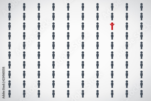 One percent of people.One in a hundred. Think differently concept. New idea, change, trend, courage, creative solution, innovation and unique way concept. 