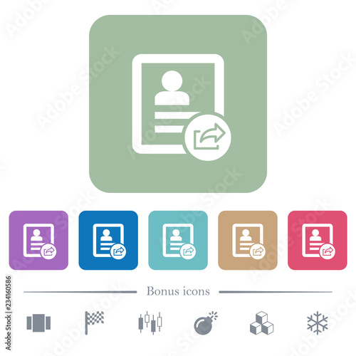 Export contact flat icons on color rounded square backgrounds