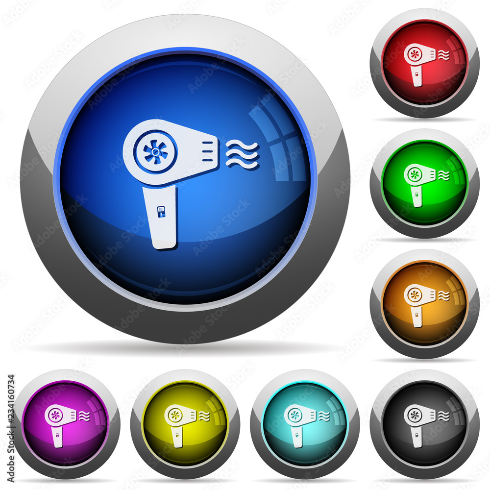 Hairdryer with propeller round glossy buttons Hairdryer with propeller round glossy buttons