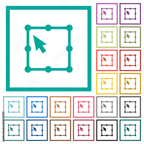 Free transform object flat color icons with quadrant frames
