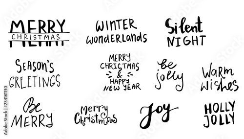 Set of Christmas lettering handwritten photo