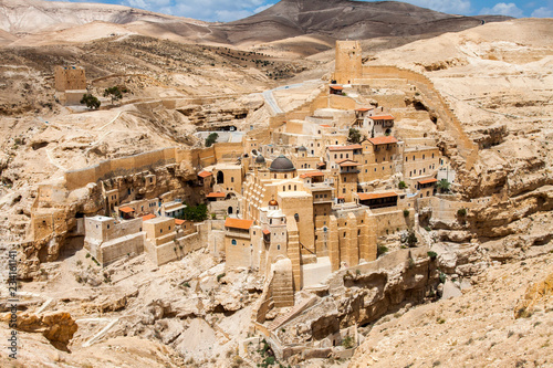 Mar Saba, Holy Lavra of Saint Sabbas, Eastern Orthodox Christian monastery overlooking the Kidron Valley. West Bank, Palestine, Israel. photo