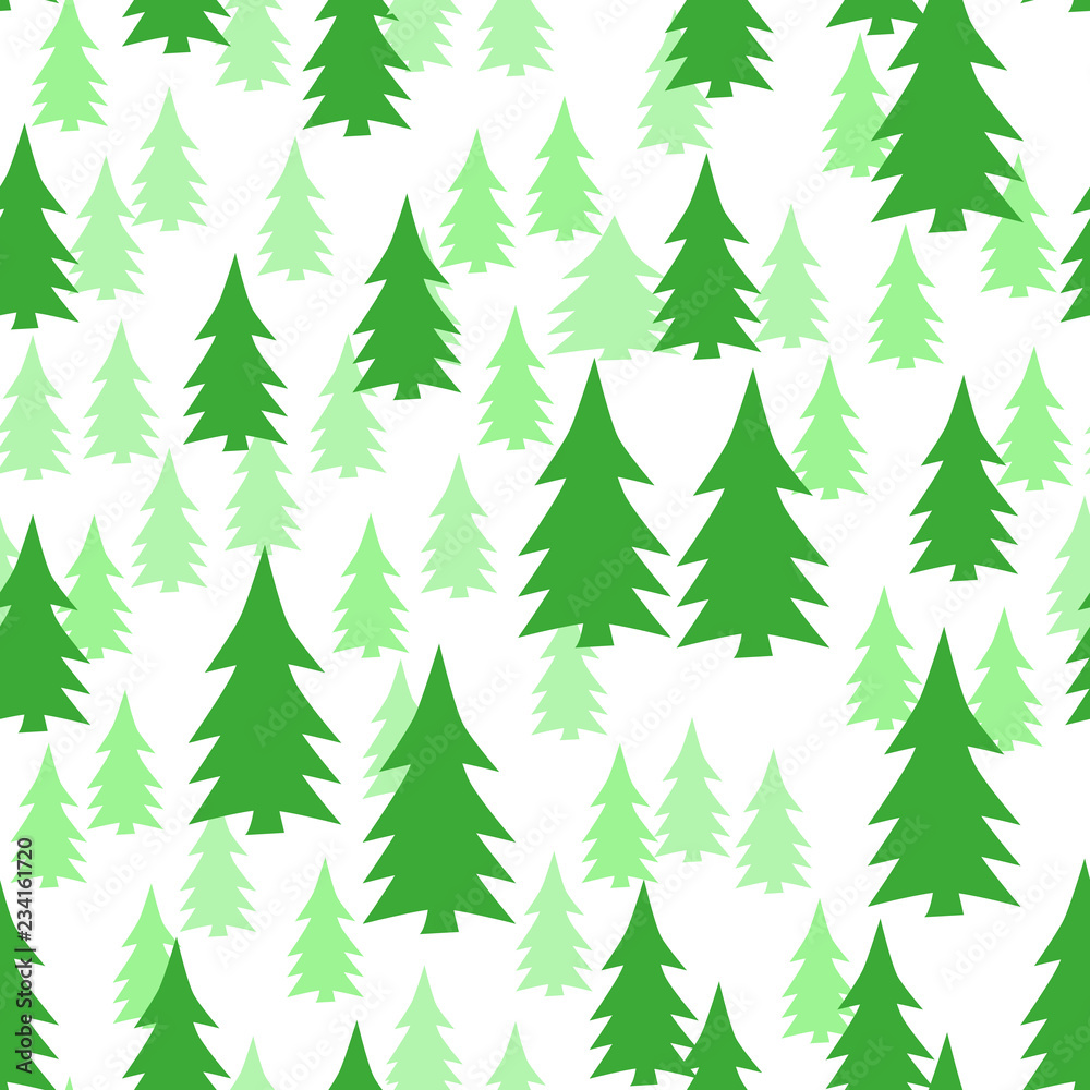 Christmas seamless pattern, flat design template, Xmas trees, vector illustration