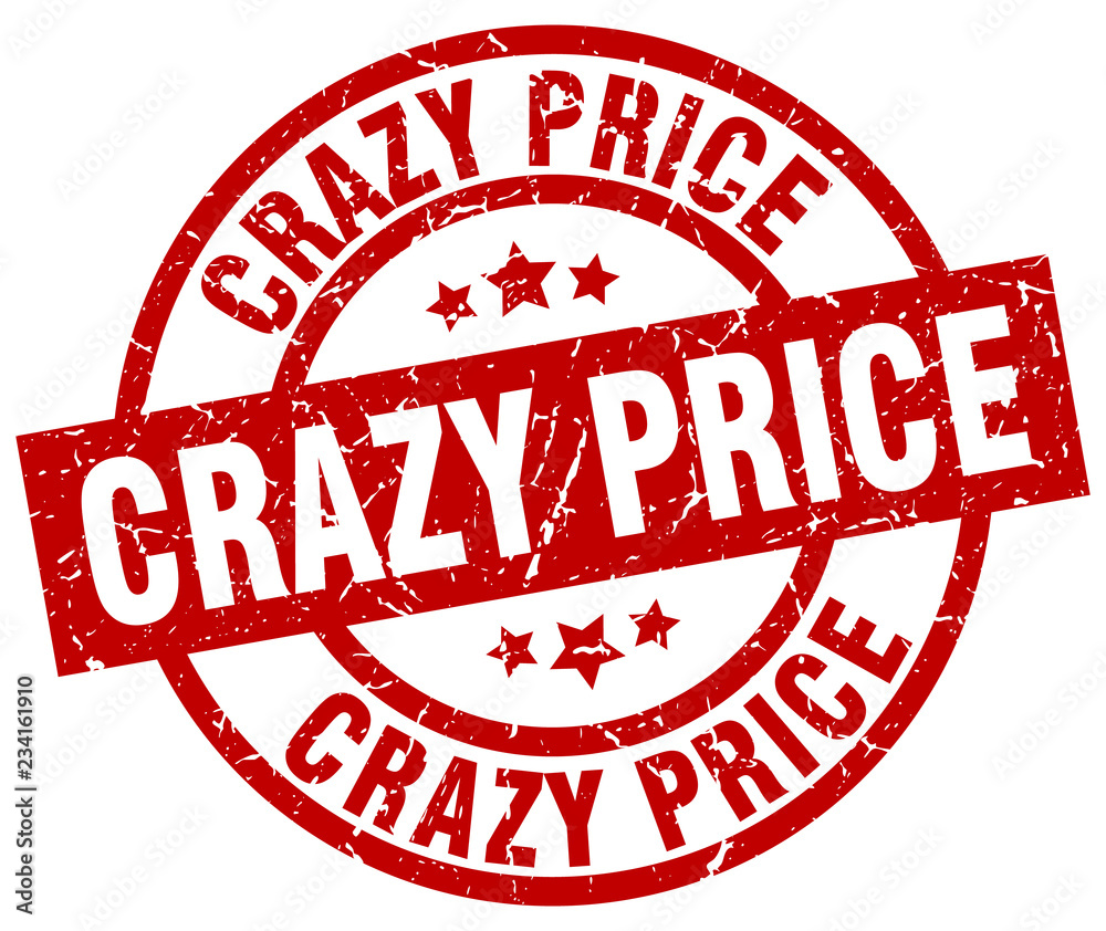 crazy price round red grunge stamp