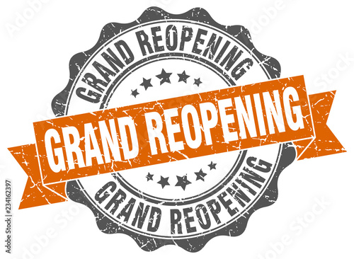 grand reopening stamp. sign. seal