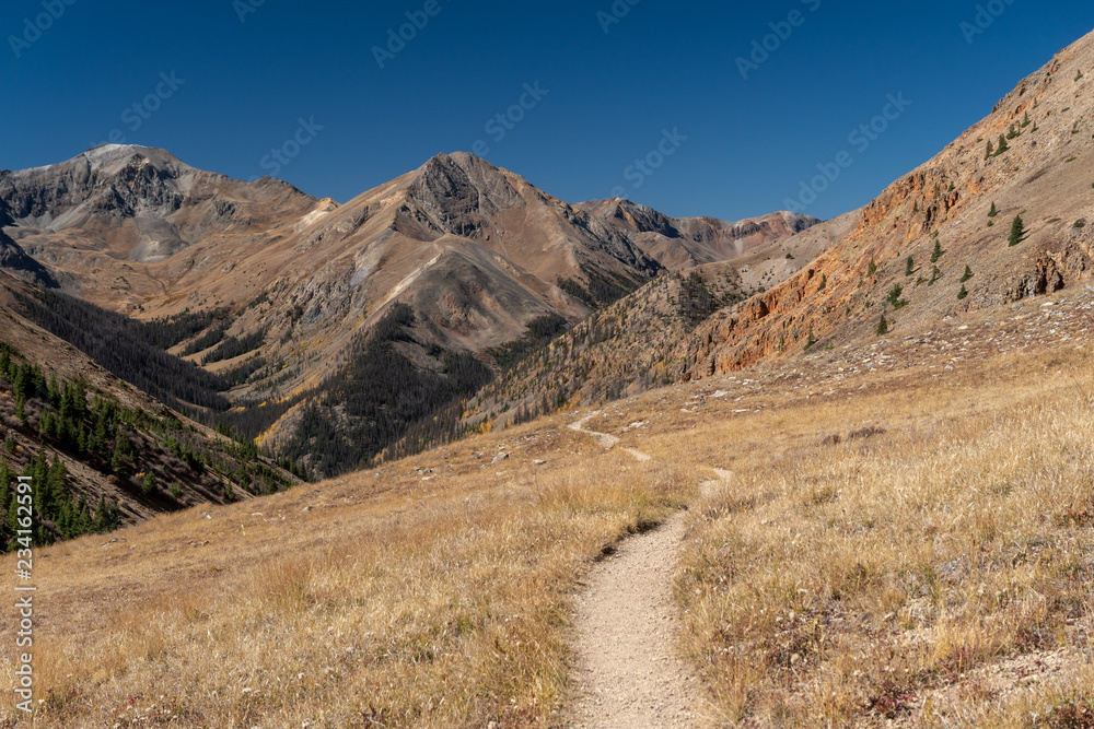 Hiking trail in the Colorado Rockies and San Juan Mountains