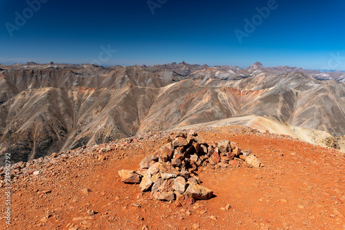 Summit of Redcloud Peak in the San Juan Mountains of Colorado