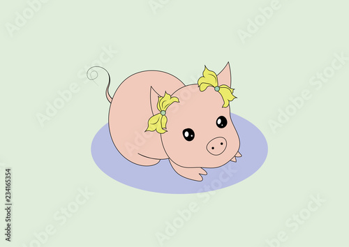 Vector illustration of pig. year of the pig brings prosperity good fortune. year of pig 2019.