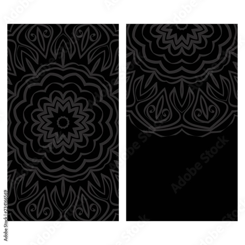 Invitation or Card template with floral mandala pattern. Decorative background for Wedding, greeting cards, Birthday Invitation. The front and rear side