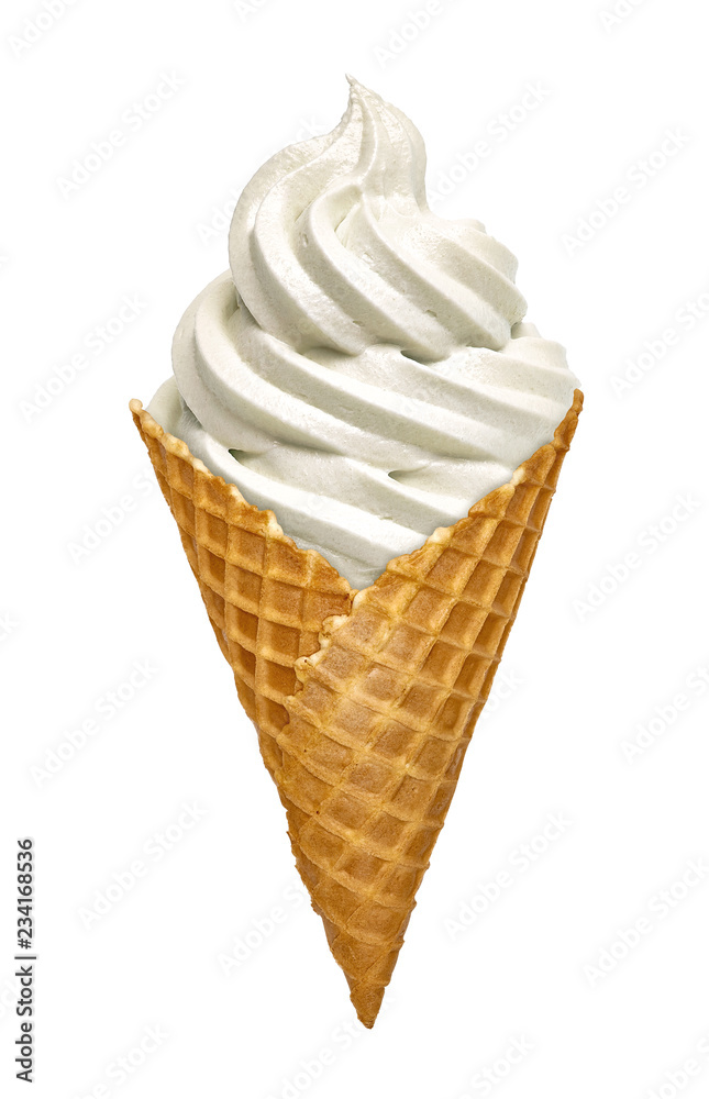 Whipped vanilla soft ice cream or frozen yogurt isolated on white background Whipped vanilla soft ice cream or frozen yogurt isolated on white background