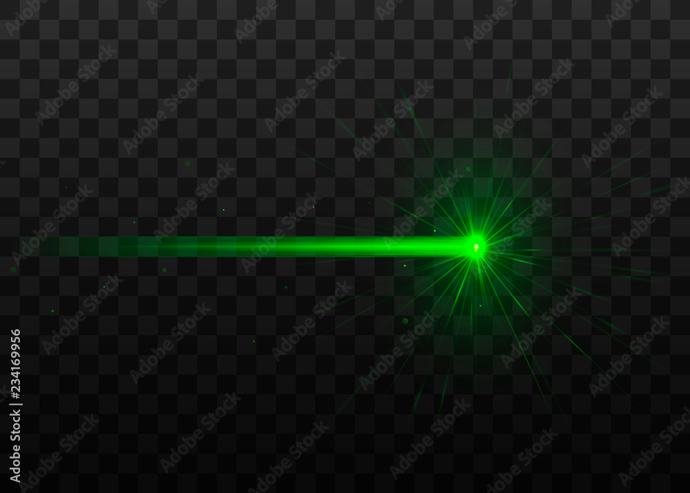 Abstract green laser beam. Isolated on transparent black background. Vector  illustration, eps 10. Stock Vector | Adobe Stock