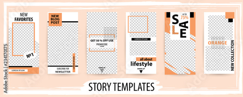 Trendy editable template for social networks stories, vector illustration.