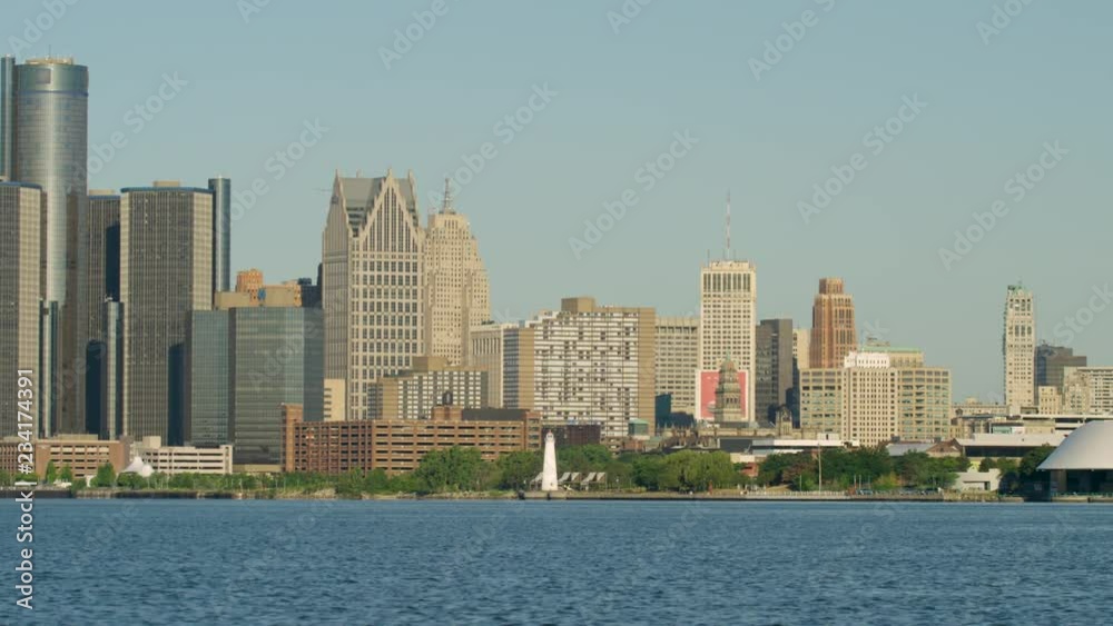 Great City Of Detroit Skyline Sunny Morning