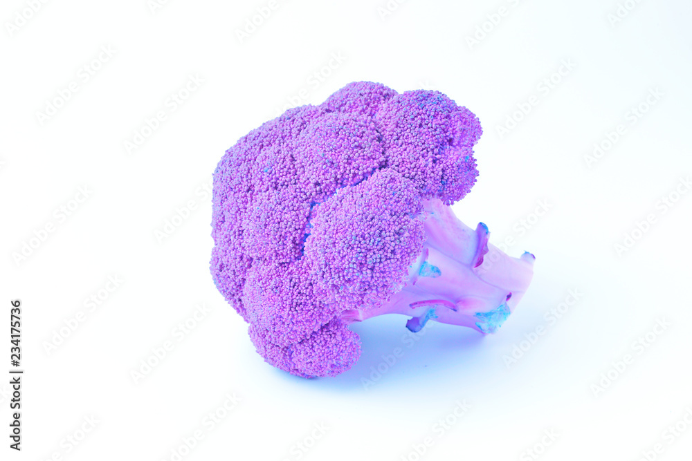 Broccoli in vibrant bold gradient holographic neon colors on white ...