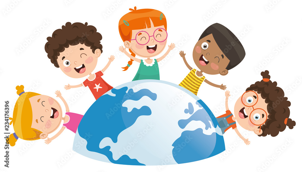 Vector Illustration Of Kids Playing Around The World Vector Illustration Of Kids Playing Around The World
