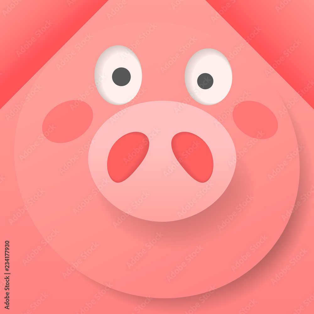 Fototapeta premium vector illustration of origami pink cheerful pig