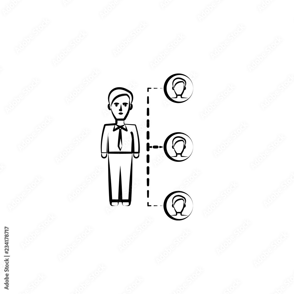 connection, friends hand drawn icon. Outline symbol design from business set connection, friends hand drawn icon. Outline symbol design from business set
