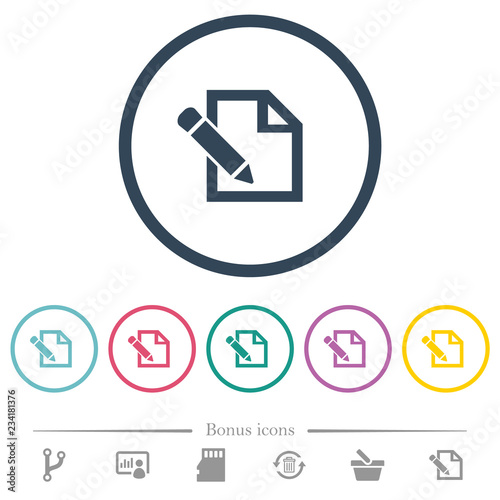 Edit with pencil flat color icons in round outlines