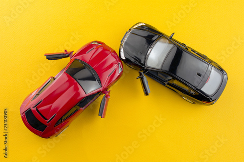 car wreck, Traffic accident, damaged vehicle after traffic collision top view