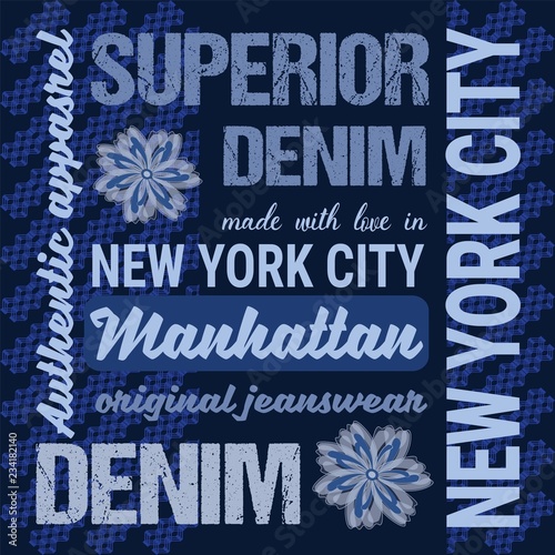 Fashion Jeans Graphics typography, Artwork apparel stencil. Graphics for T-shirt print product, apparel. mADE With LOve in