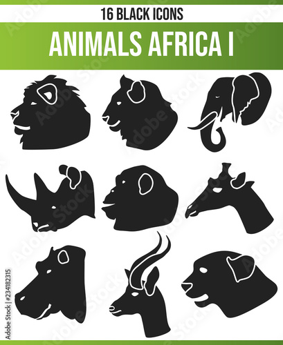 Black Icon Set Animals Africa I