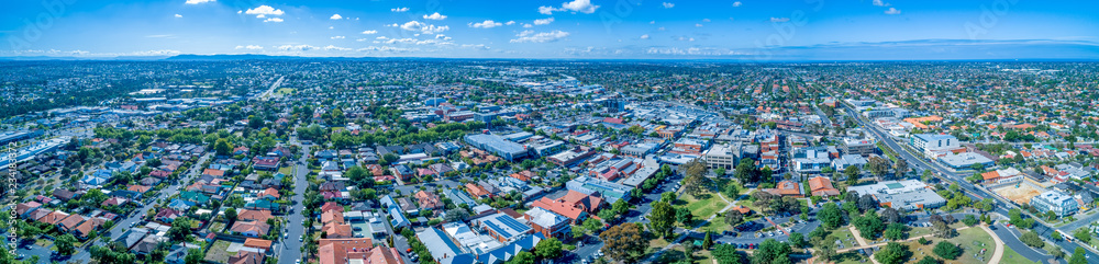 Oakleigh suburb residential area - wide aerial panorama