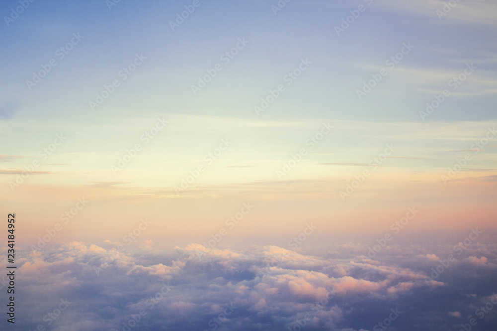Blue sky with white clouds view from the plane. Blue sky with white clouds view from the plane.