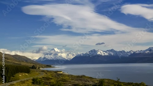 Wallpaper Mural Spectacular scenery of Lake Pukaki with Aoraki Mount Cook. One of the most beautiful lookouts in New Zealand. Timelapse video. Torontodigital.ca
