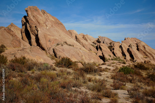 Unusual angled rock formation at Vazquez Rocks California